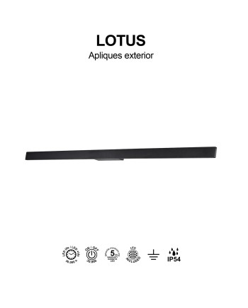 LOTUS * APLIQUE EXTERIOR 20W IP54 3000K NEGRO